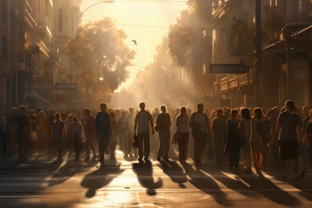  Crowd walking street people. AI generated Image by rawpixel.