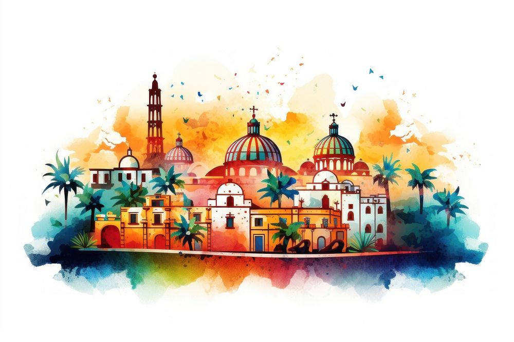 Mexico architecture building painting. AI generated Image by rawpixel.
