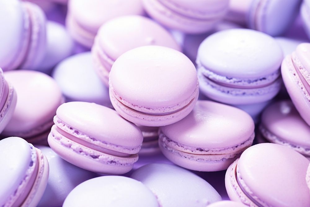  Pastel purple macarons wallpaper food confectionery backgrounds. AI generated Image by rawpixel.