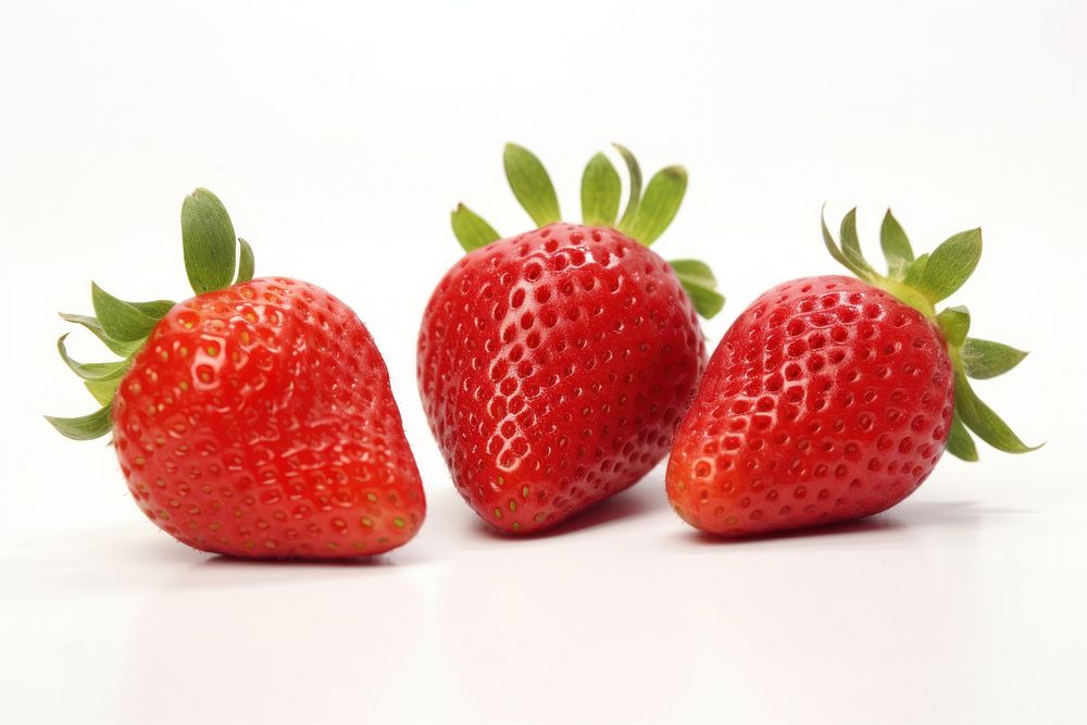 Three strawberries strawberry fruit plant. AI generated Image by rawpixel.