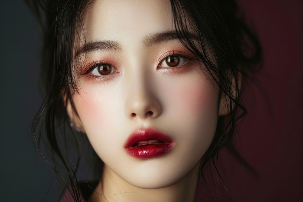 Chinese women lipstick portrait adult.
