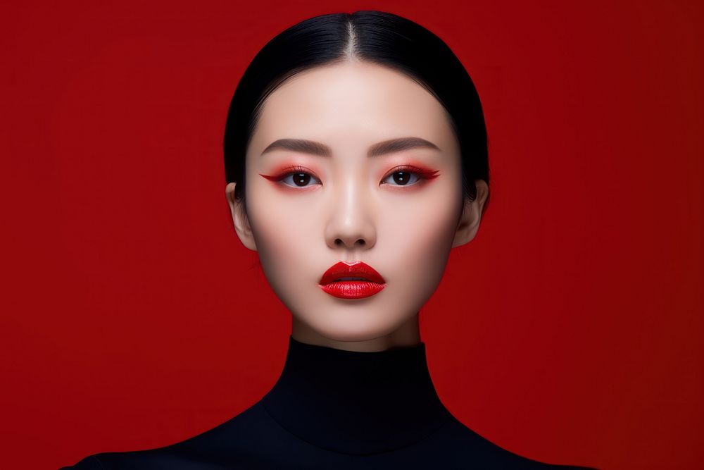 Chinese women lipstick portrait fashion.