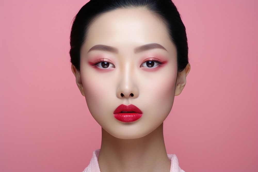 Chinese women lipstick portrait adult.