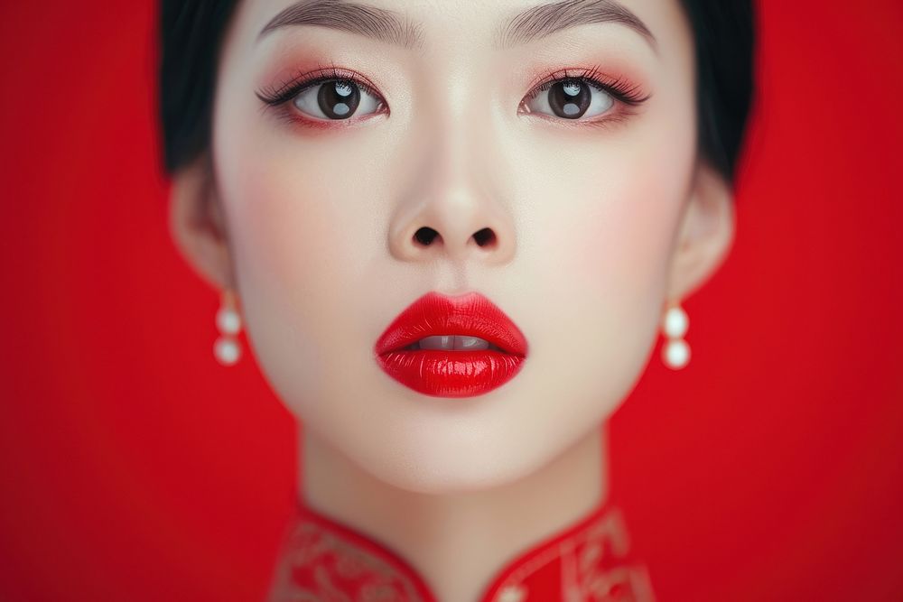 Hong konger women lipstick portrait adult.
