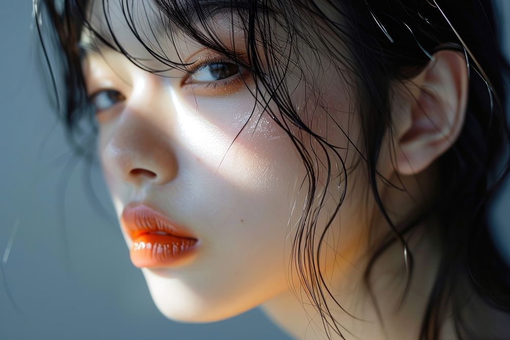 Japanese beauty blogger fashion skin contemplation.