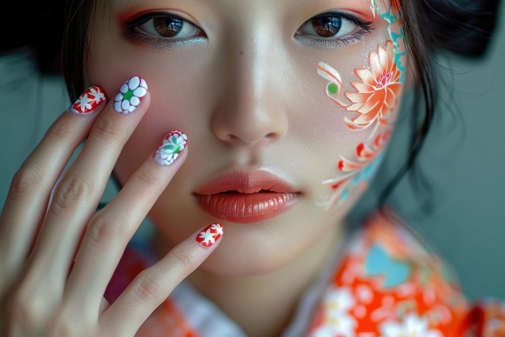 Japanese women nail finger hand.