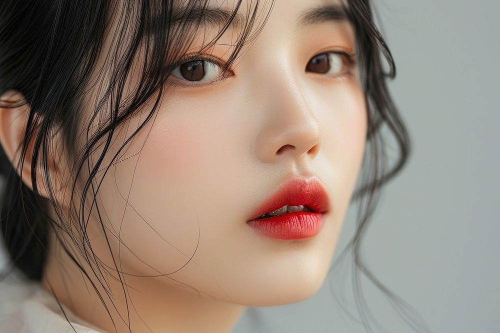 Korean women lipstick skin perfection.