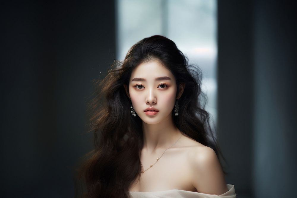 Korean beauty blogger portrait fashion photo.