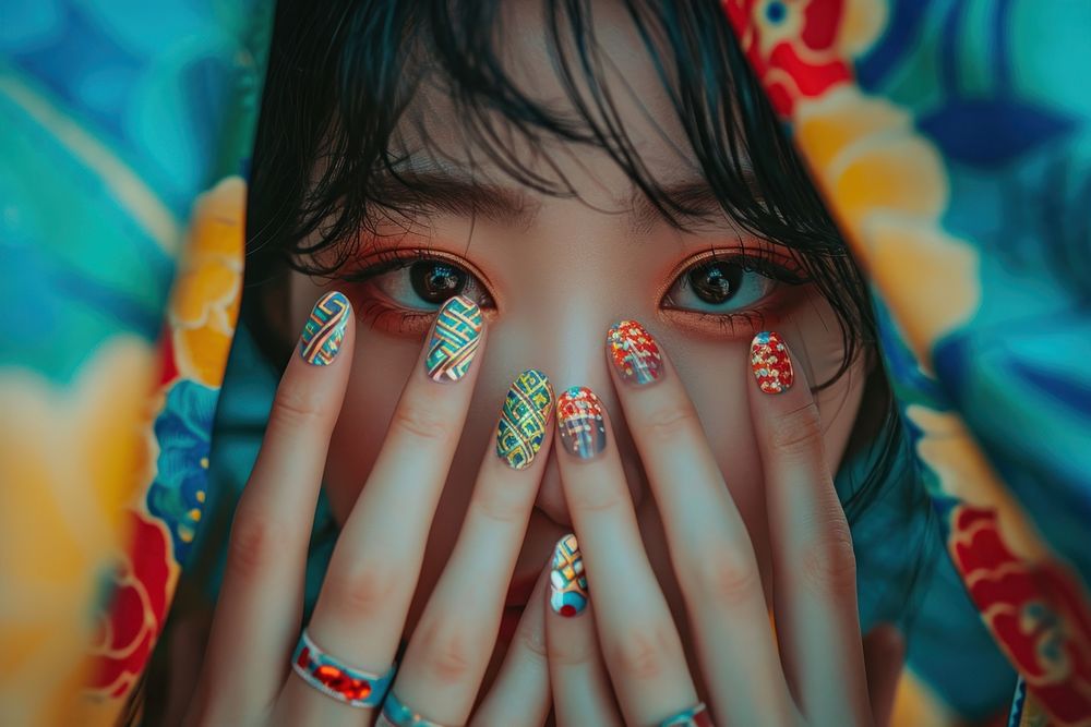 Taiwanese women nail portrait pattern.
