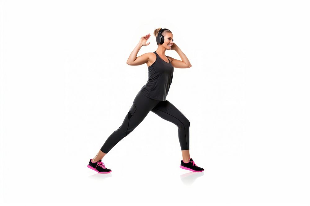 Woman headphones dancing sports. AI generated Image by rawpixel.