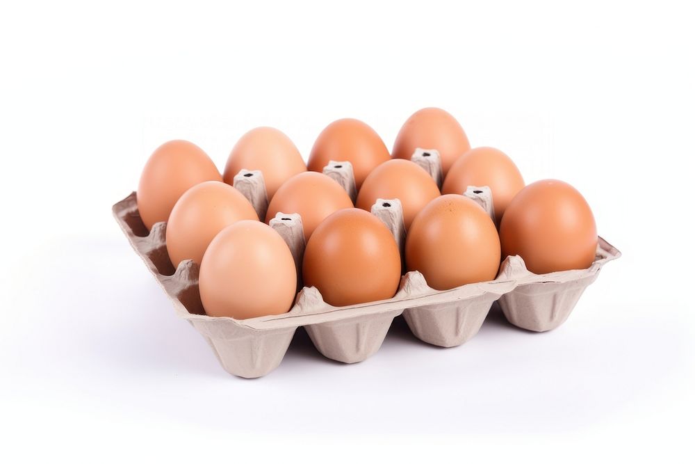 Chicken egg carton food white background. AI generated Image by rawpixel.