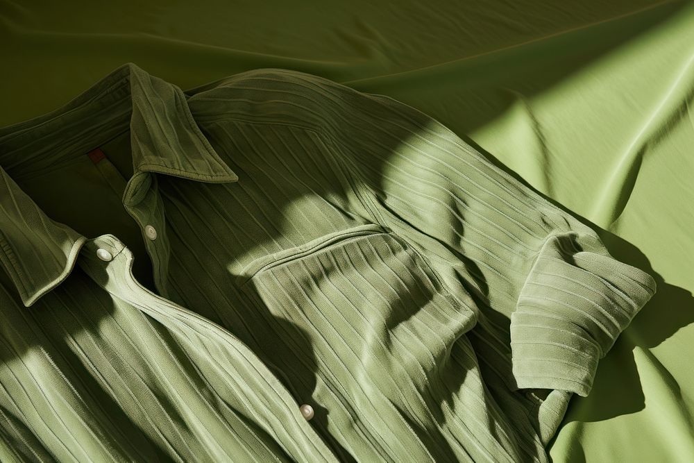 Corduroy jacket green backgrounds crumpled. AI generated Image by rawpixel.