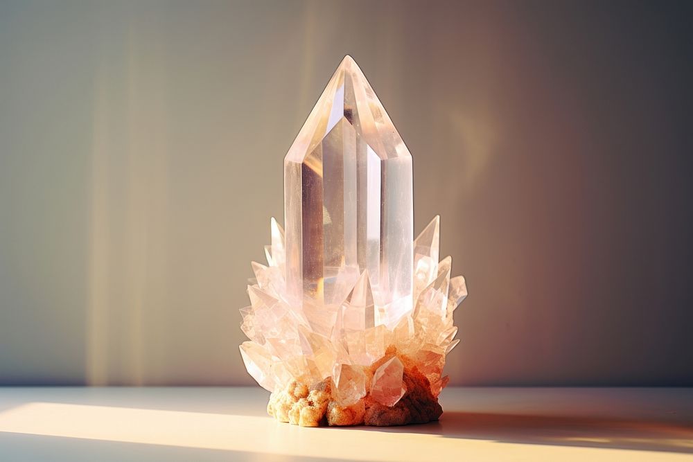 Healing crystal lighting mineral quartz. AI generated Image by rawpixel.