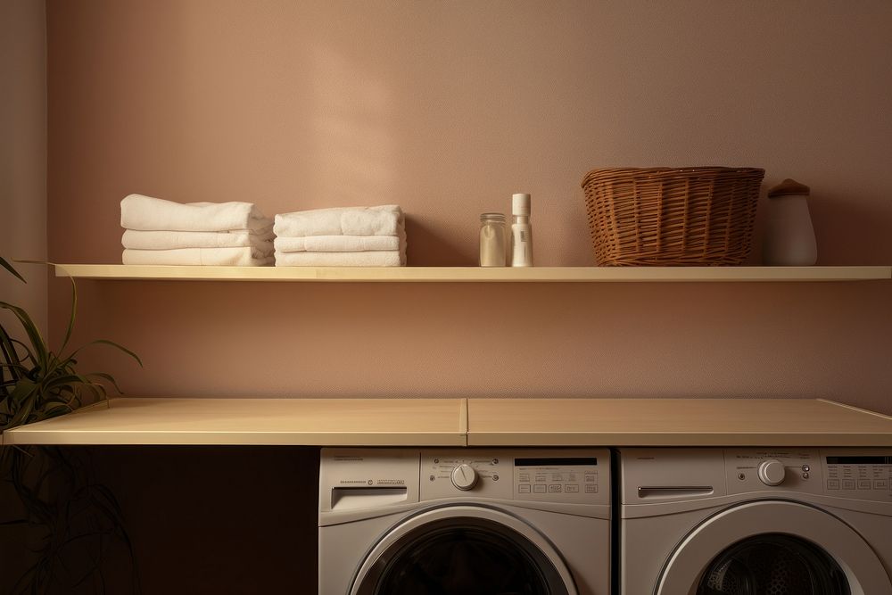 Laundry room appliance dryer shelf. AI generated Image by rawpixel.