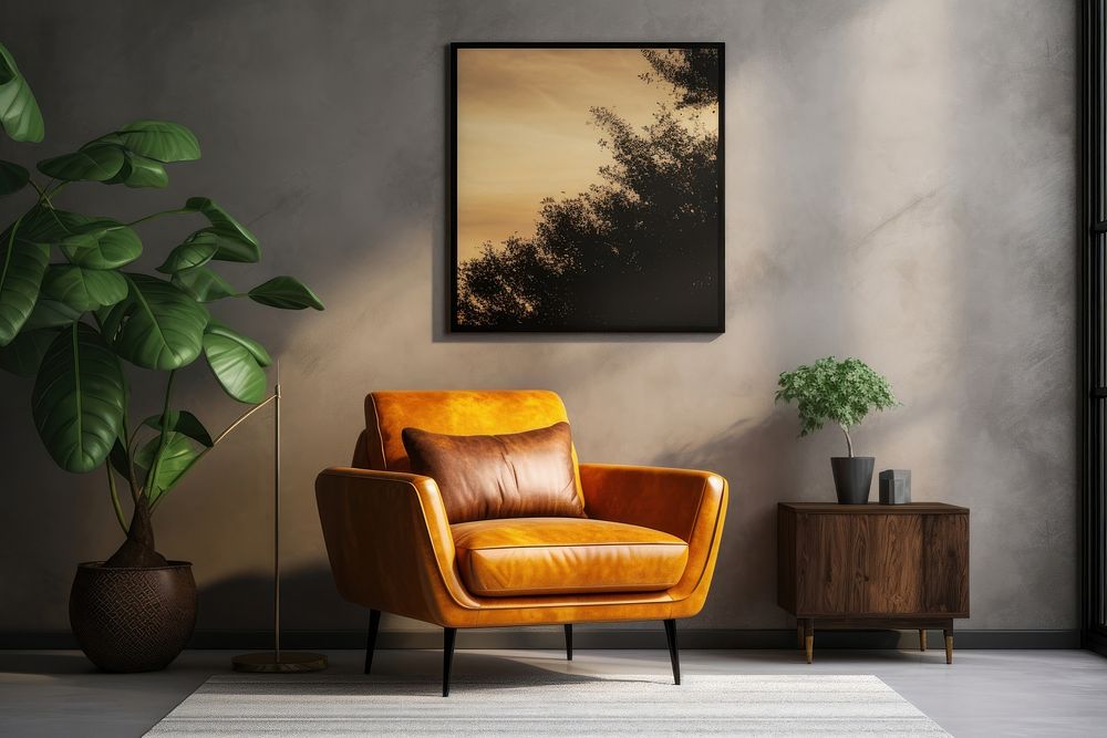 Living room furniture armchair painting. AI generated Image by rawpixel.