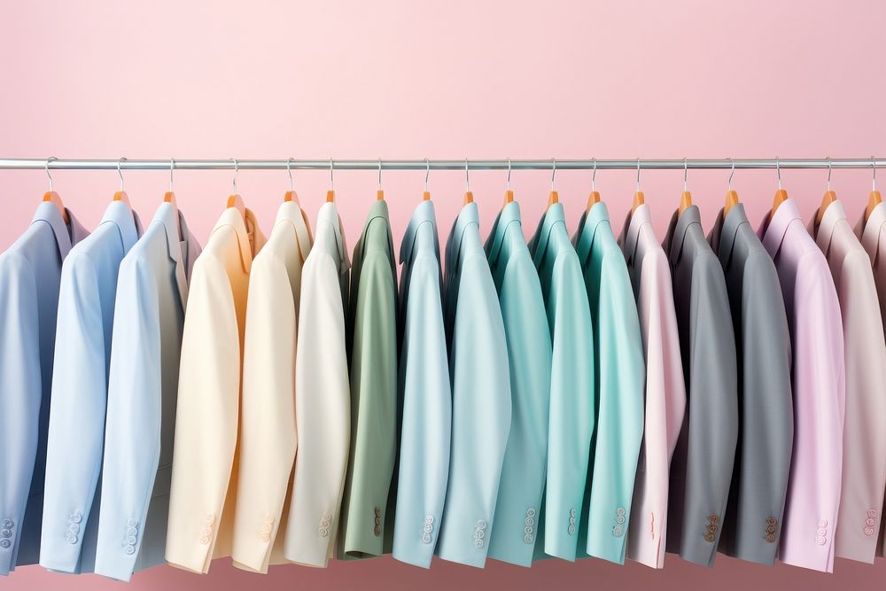 Suit rack arrangement backgrounds collection. AI generated Image by rawpixel.