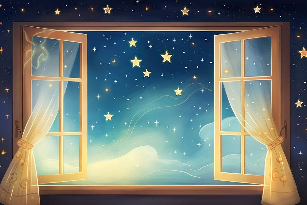  Window night star constellation. AI generated Image by rawpixel.