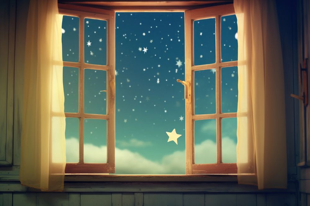  Window night star architecture. AI generated Image by rawpixel.