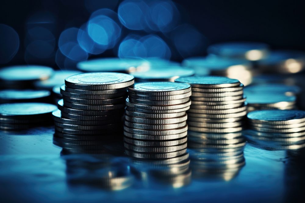  Money coin blue backgrounds. AI generated Image by rawpixel.