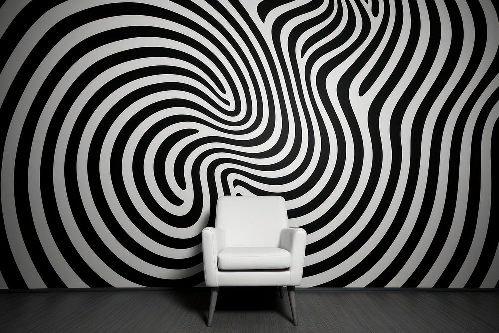  Psychedelic wallpaper architecture pattern chair. AI generated Image by rawpixel.