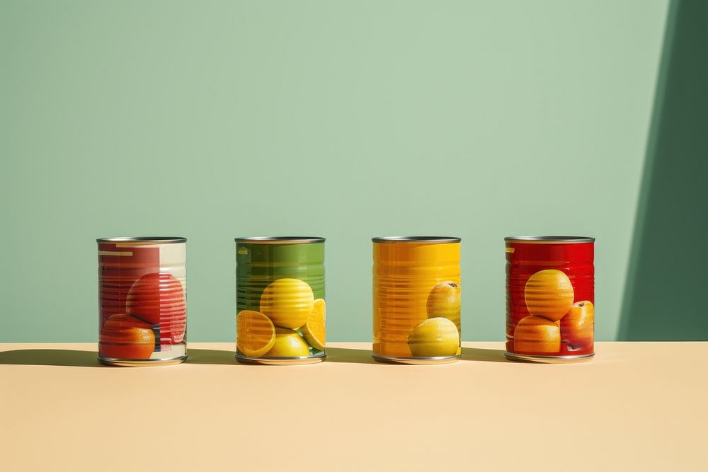 Canned fruit food medication container.