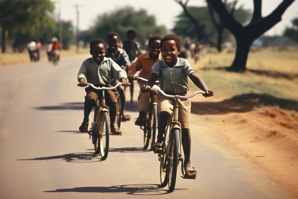 South African children bicycle vehicle cycling.