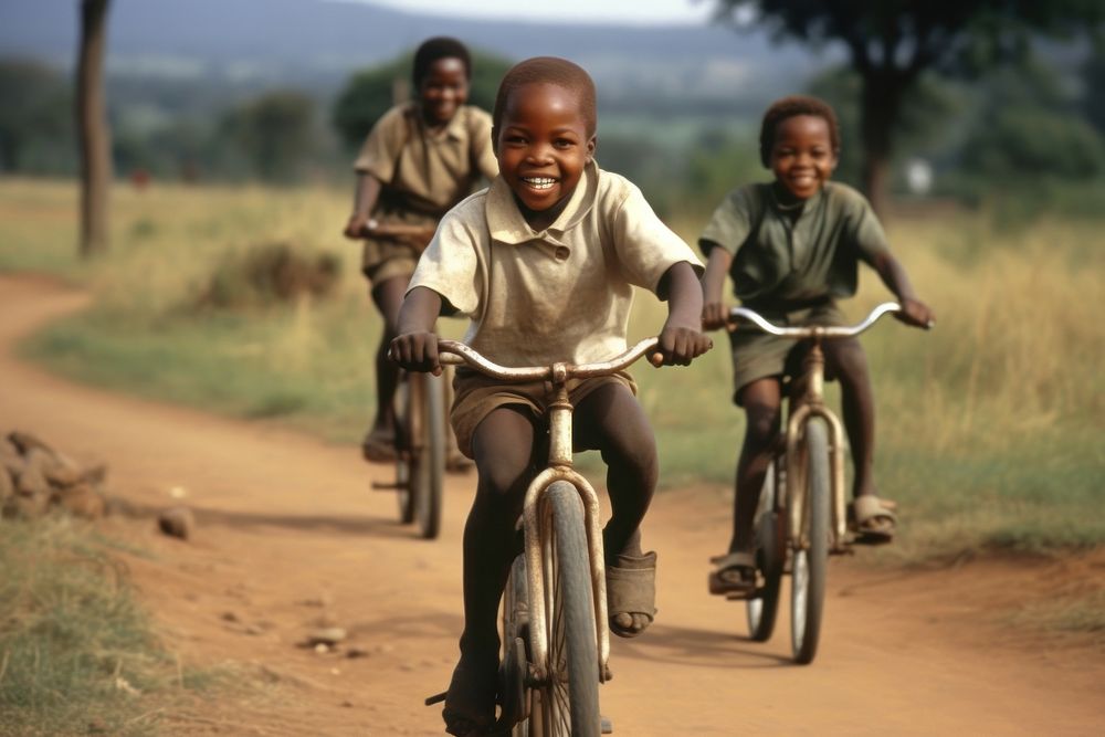 South African children bicycle vehicle cycling.