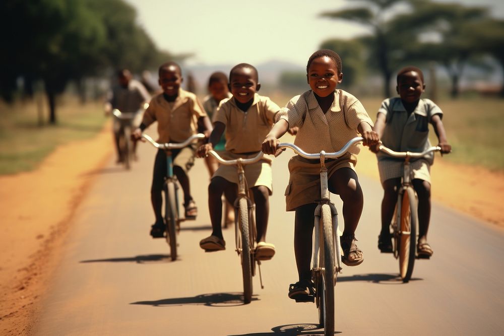 South African children bicycle cycling vehicle.