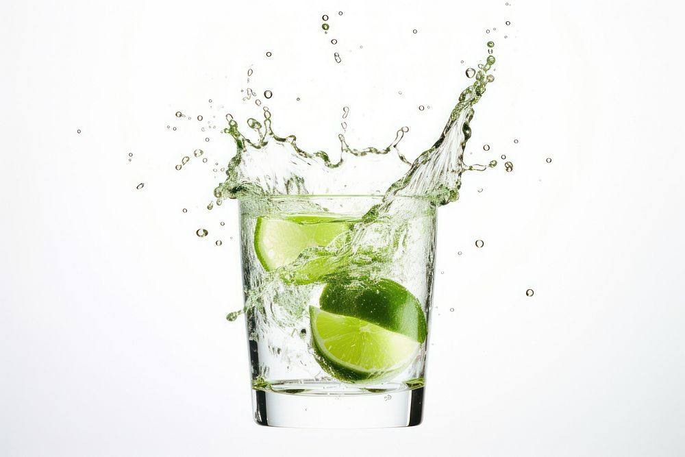 Vodka glass lime cocktail.
