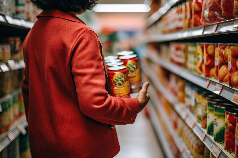 Shopping in a grocery store supermarket holding food. AI generated Image by rawpixel.