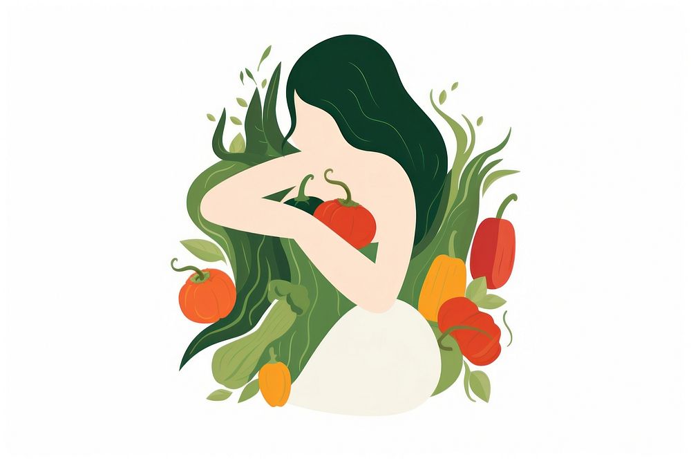 Woman embrace the vegetables food creativity freshness.