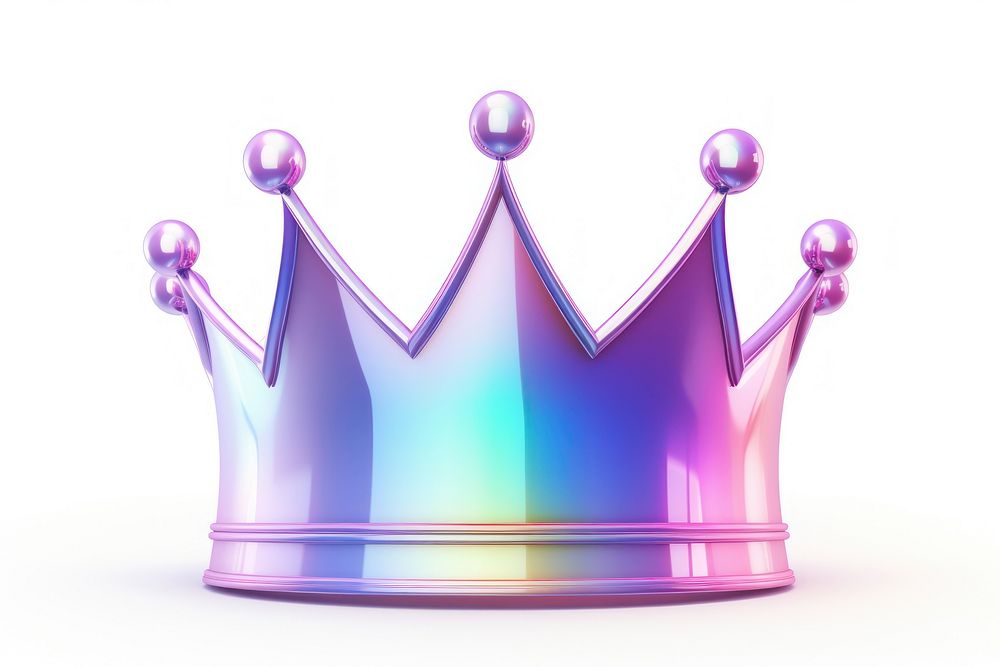 Crown icon iridescent white background celebration accessories.