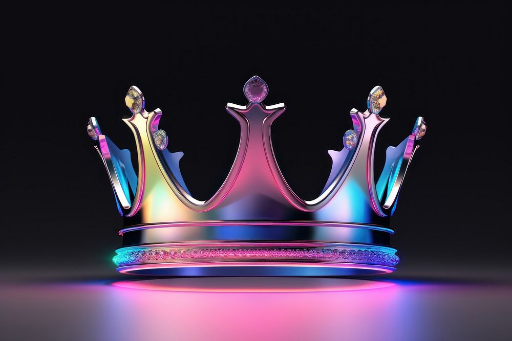 Crown icon iridescent illuminated celebration accessories.