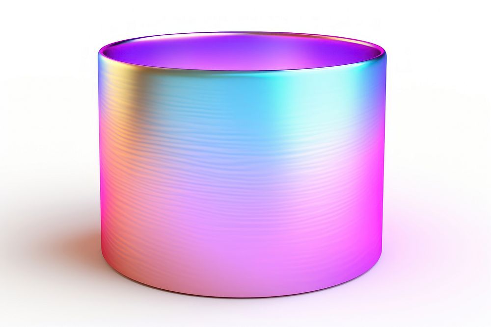 Cylinder outline iridescent white background rectangle abstract.