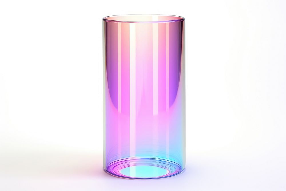 Cylinder tube iridescent bottle glass vase.