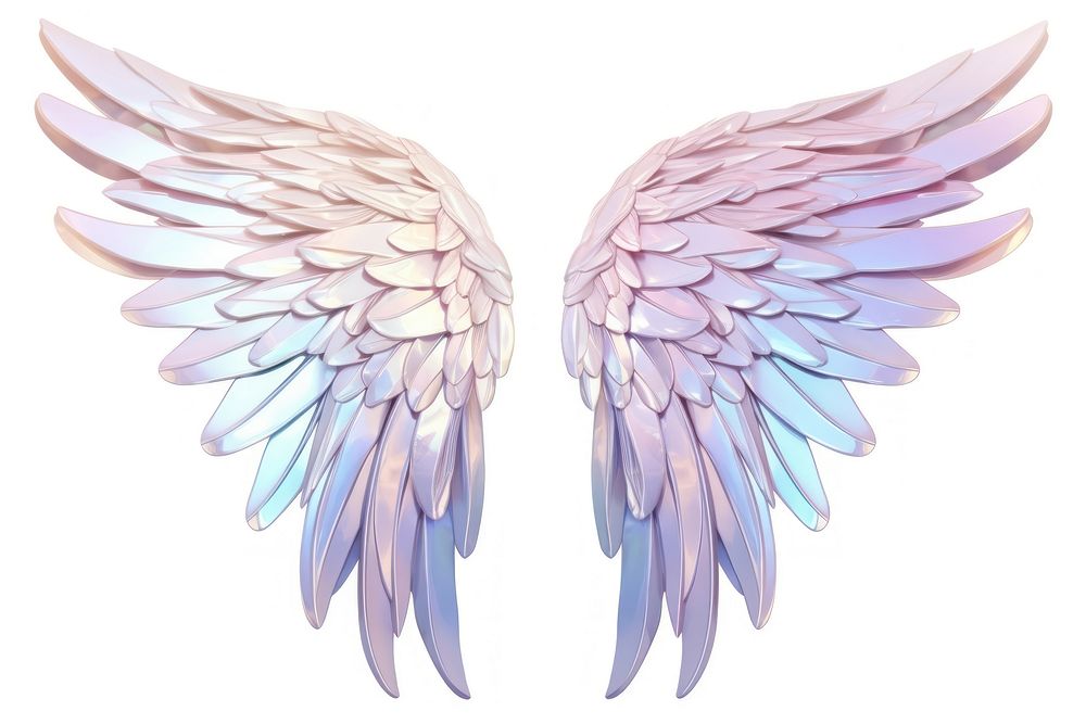 Angel wings iridescent white background lightweight creativity.