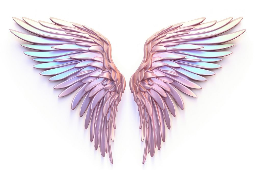 Angelic wings iridescent white background lightweight creativity.