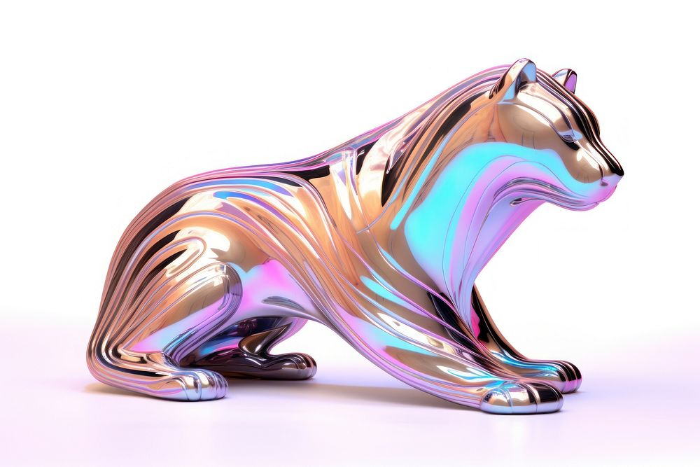 Animal sculpture iridescent mammal white background creativity.