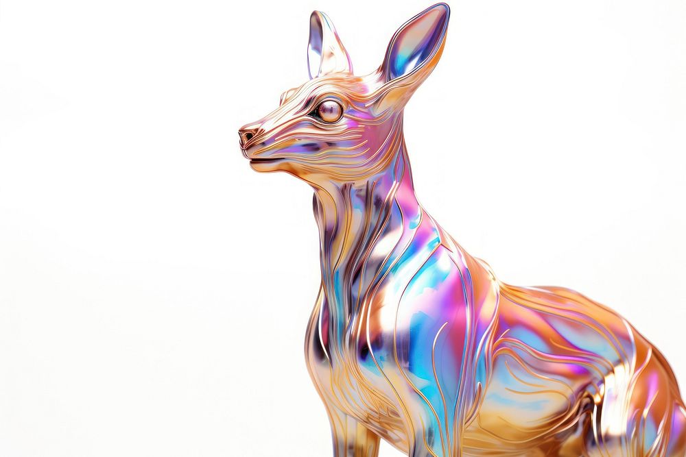 Animal sculpture iridescent figurine mammal fox.