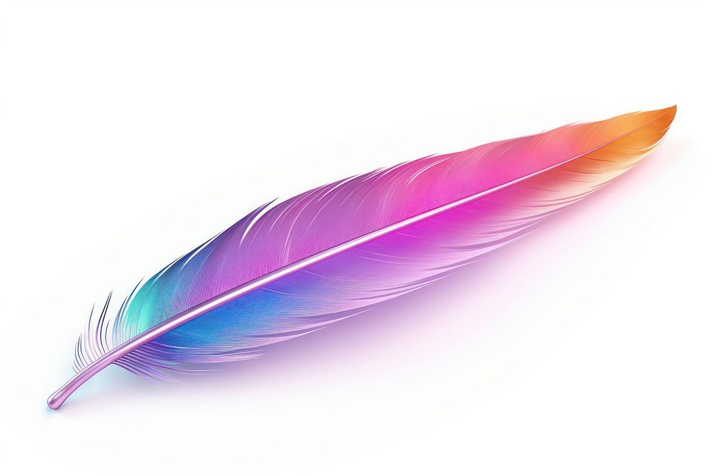 Bird feather iridescent white background lightweight accessories.