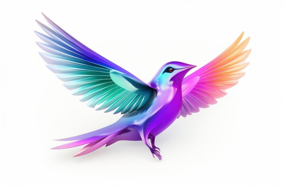 Bird icon iridescent hummingbird animal flying.