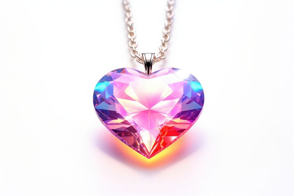 Heart shaped necklace iridescent gemstone jewelry pendant.