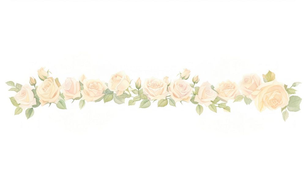 White roses as line watercolour illustration pattern flower plant.