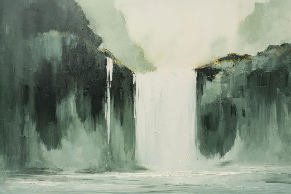 Waterfall background painting outdoors nature.