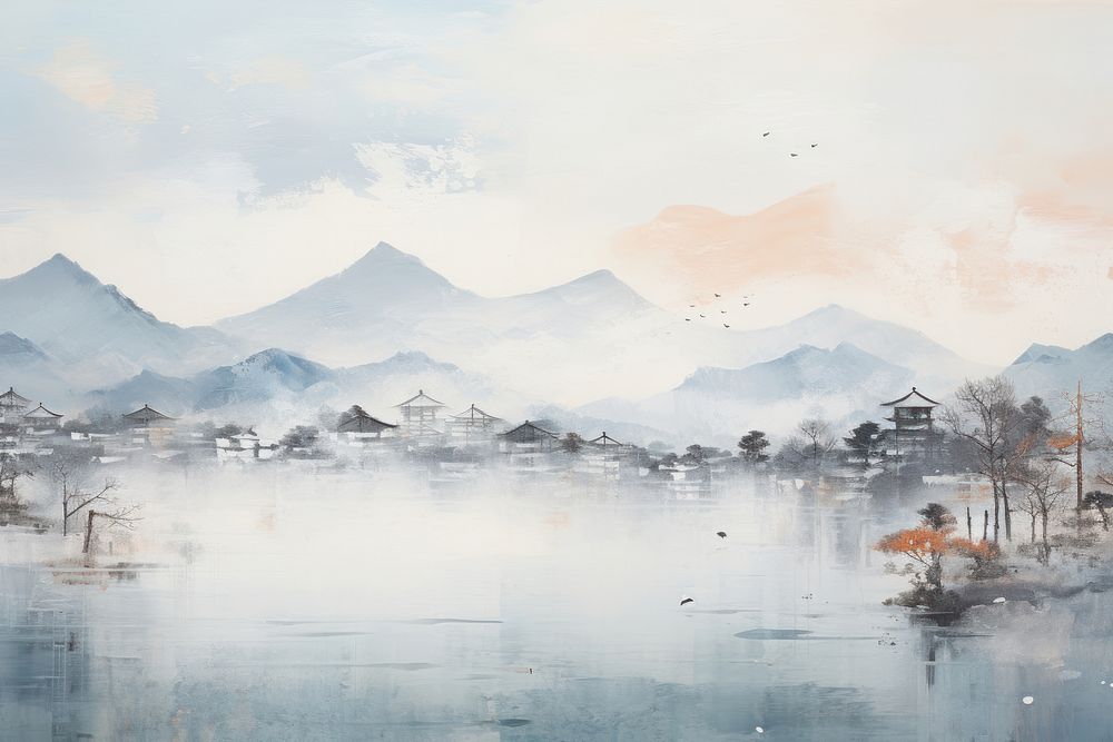 Japan background painting outdoors nature.