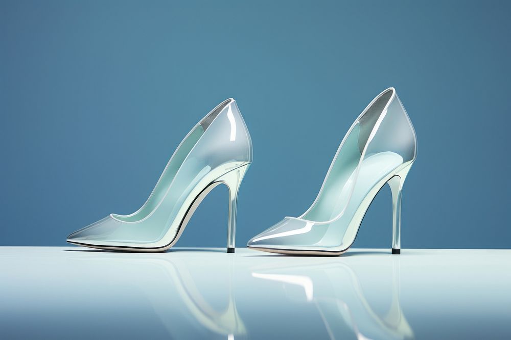 Photo of pair of white highheel footwear fashion shoe.