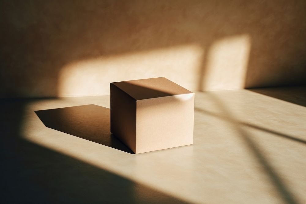 Box package mockup cardboard shadow light.