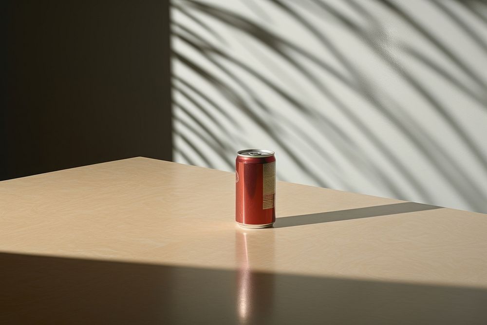 Simple can package mockup shadow table drink.