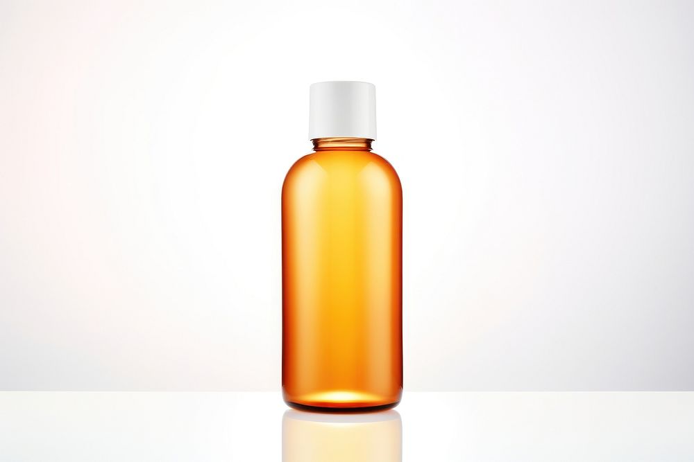 Amber Glass bottle  perfume glass white background.
