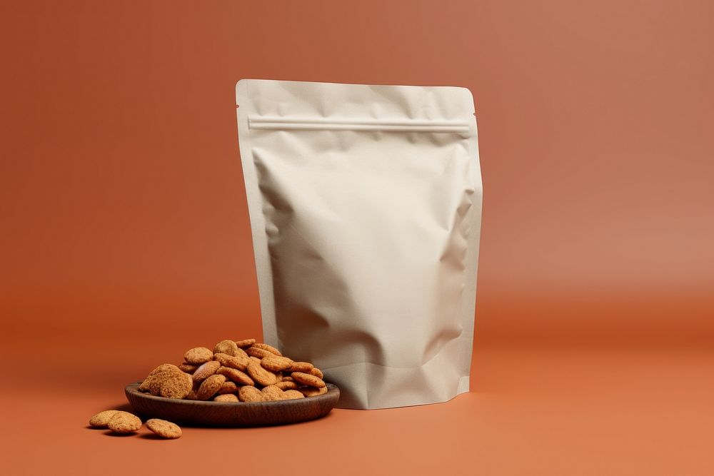 Snack paper bag  almond plant food.